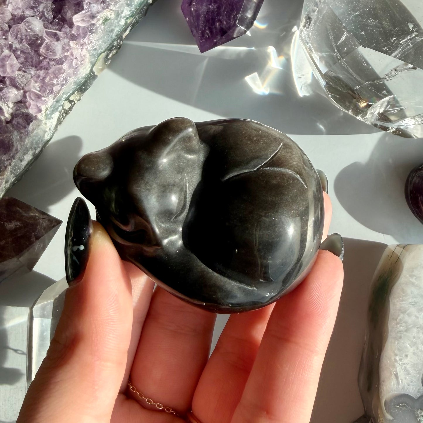 SILVER SHEEN OBSIDIAN CAT