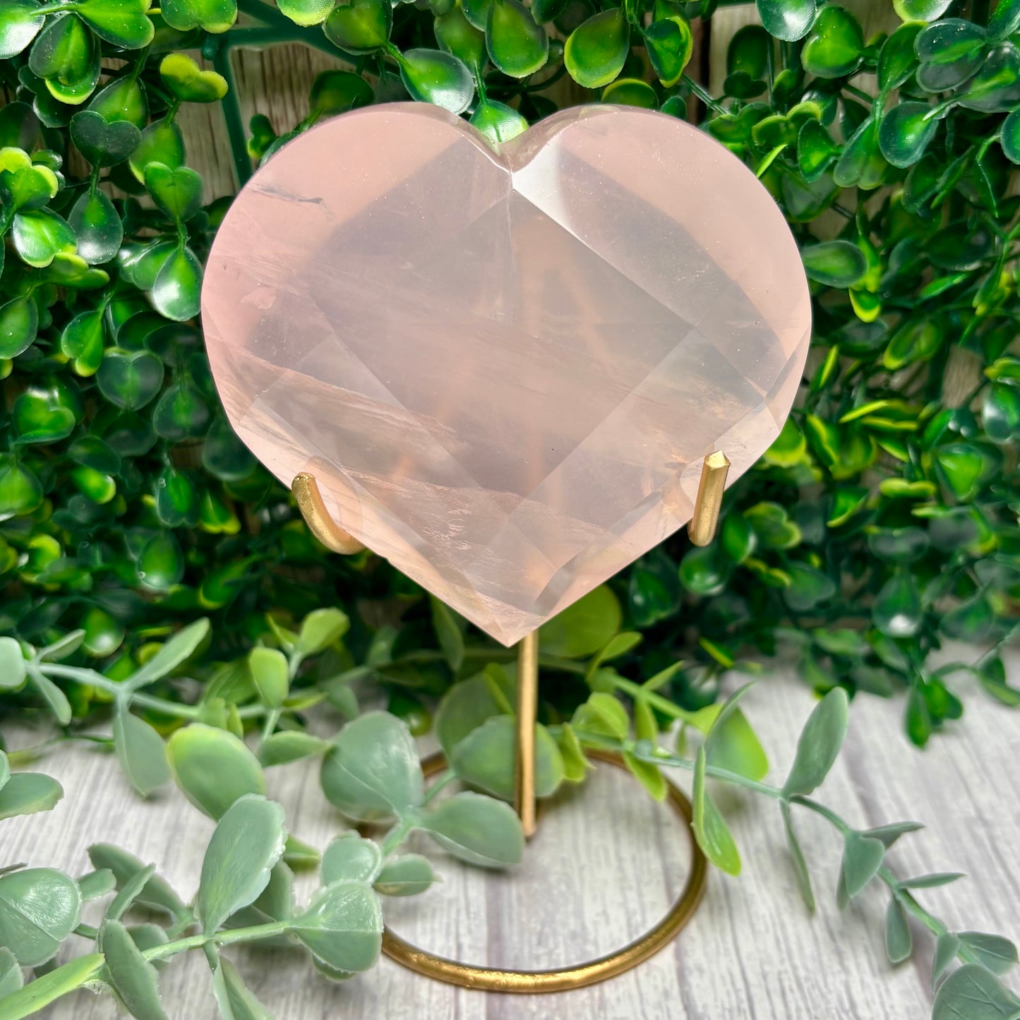 STAR ROSE QUARTZ HEARTS ON STANDS