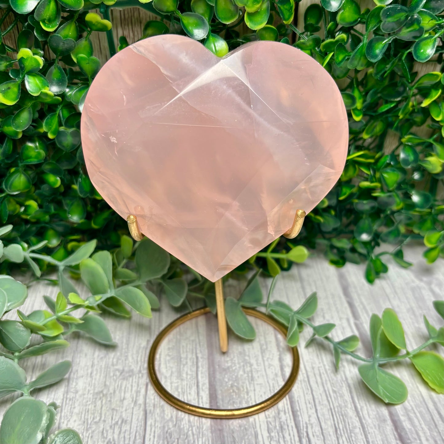 STAR ROSE QUARTZ HEARTS ON STANDS