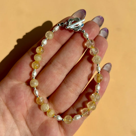 CITRINE + PEARL BRACELET