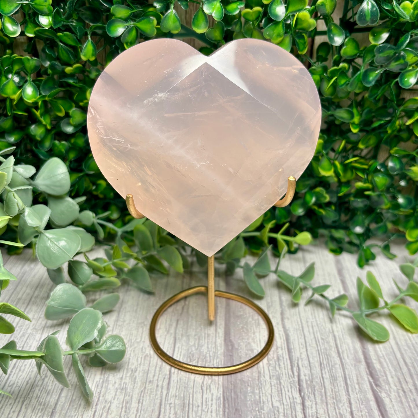 STAR ROSE QUARTZ HEARTS ON STANDS
