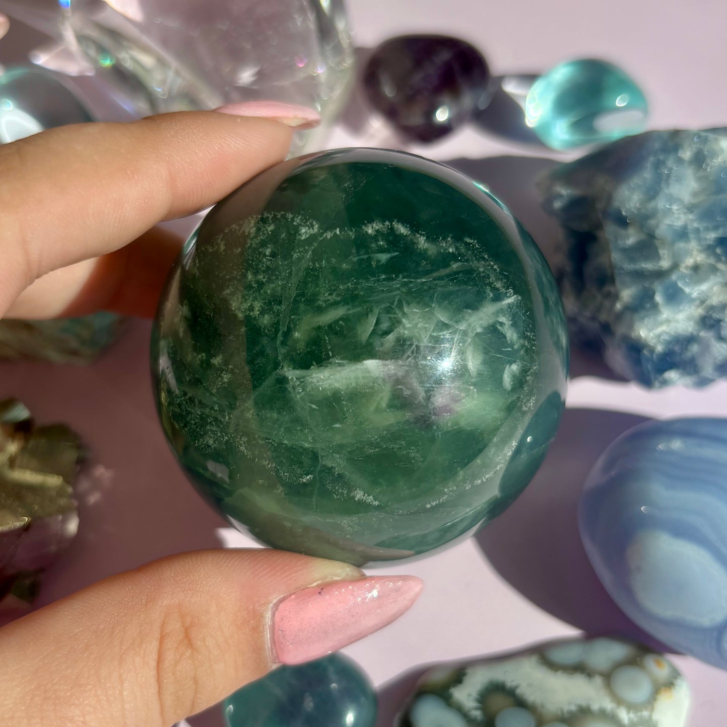 FEATHER FLUORITE SPHERES