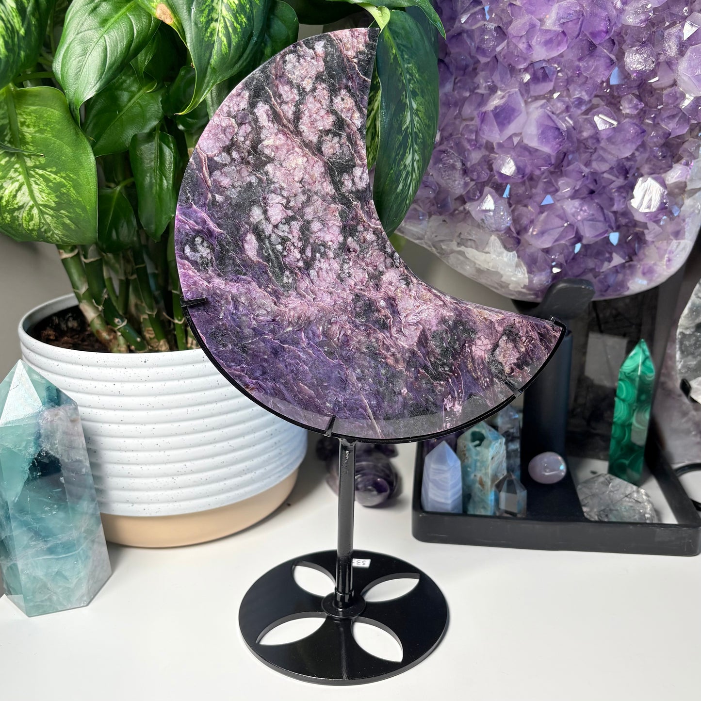 CHAROITE MOON ON STAND - 333