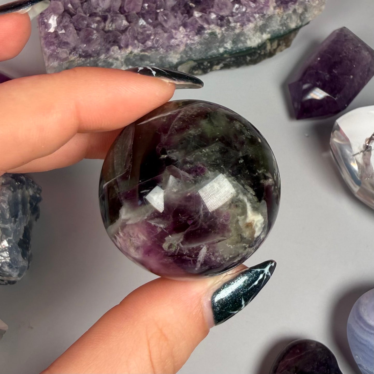 FEATHER FLUORITE SPHERES