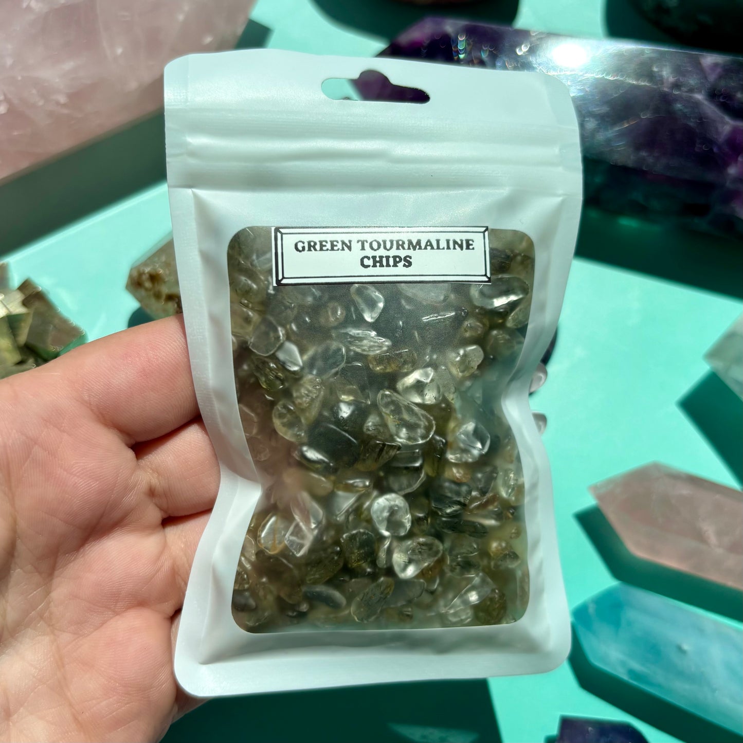 GREEN TOURMALINE CHIPS - (100g)