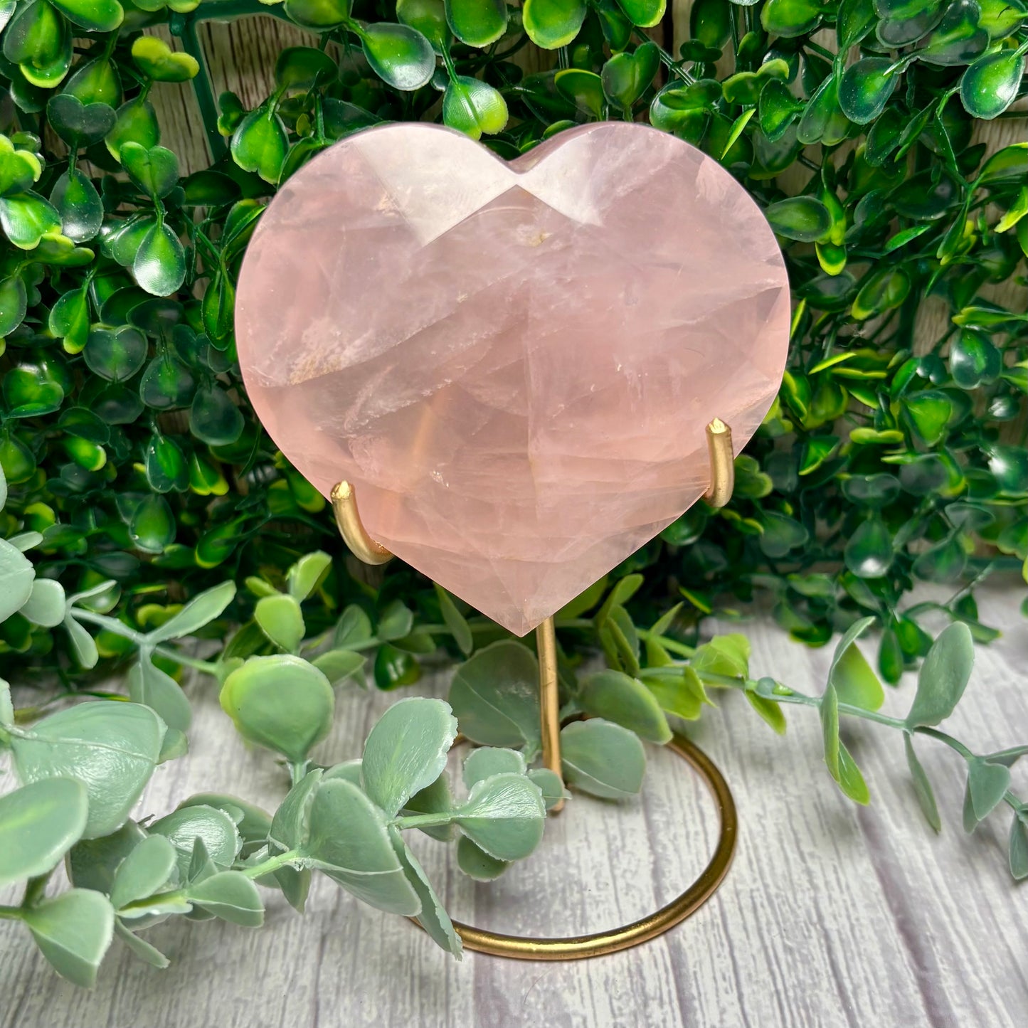 STAR ROSE QUARTZ HEARTS ON STANDS