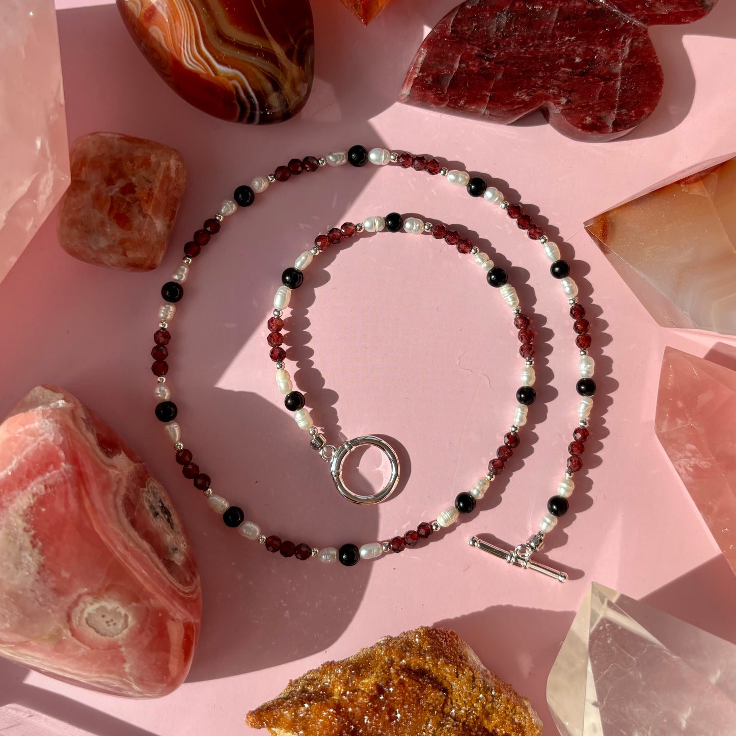 GARENT + GOLD SHEEN OBSIDIAN + PEARL NECKLACE