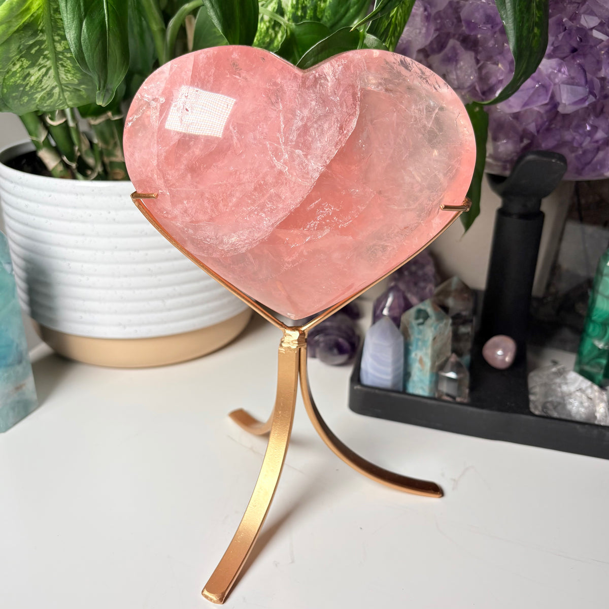 ROSE QUARTZ HEARTS ON STANDS
