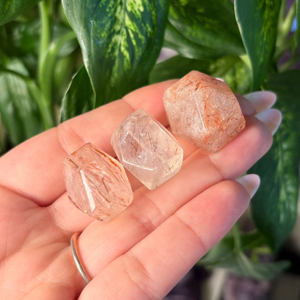 RUTILE QUARTZ GUSHER BEAD