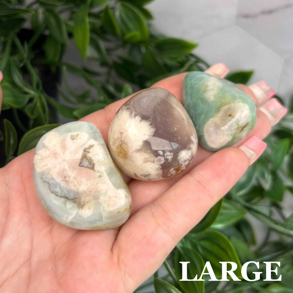 GREEN FLOWER AGATE TUMBLE