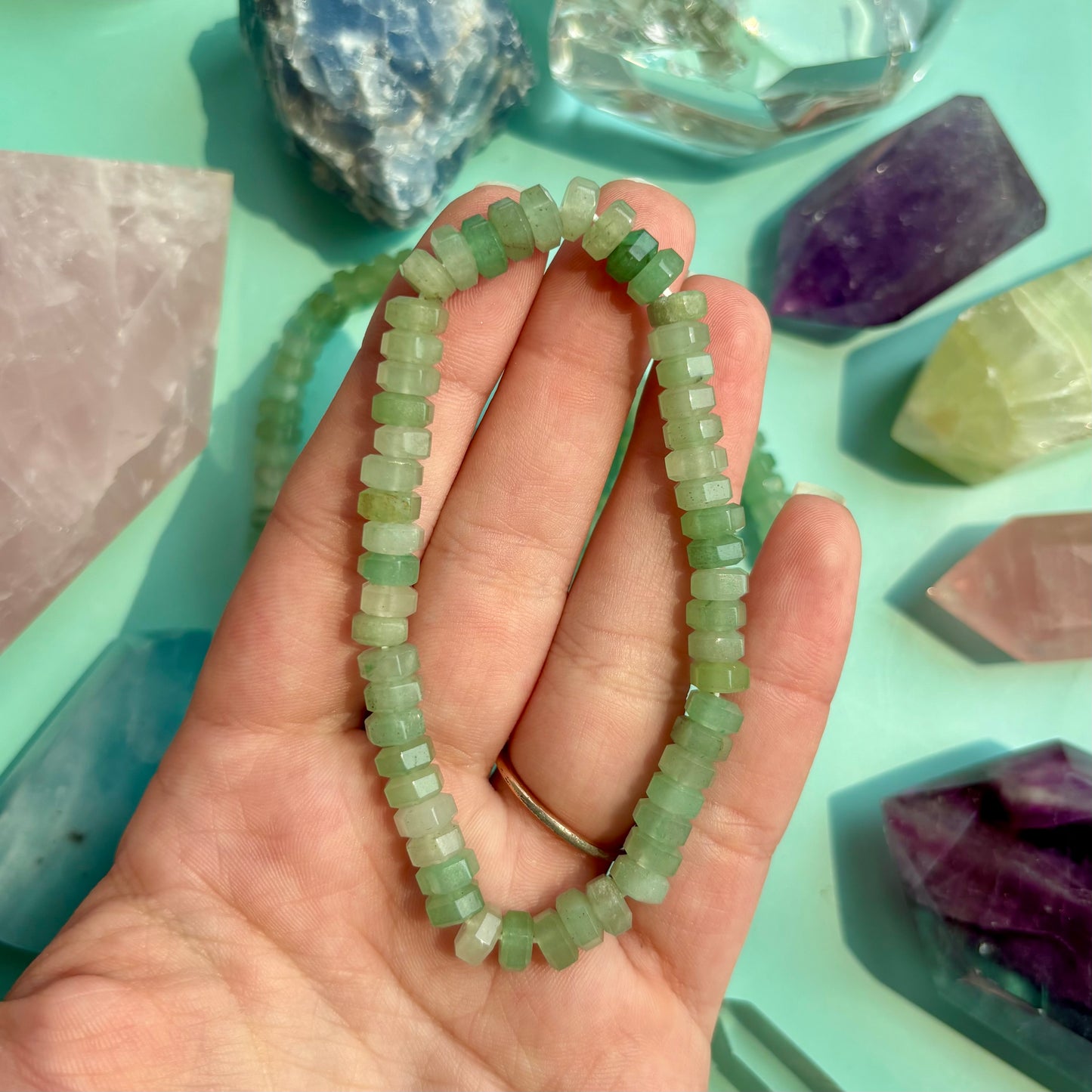 GREEN AVENTURINE FLAT BRACELET