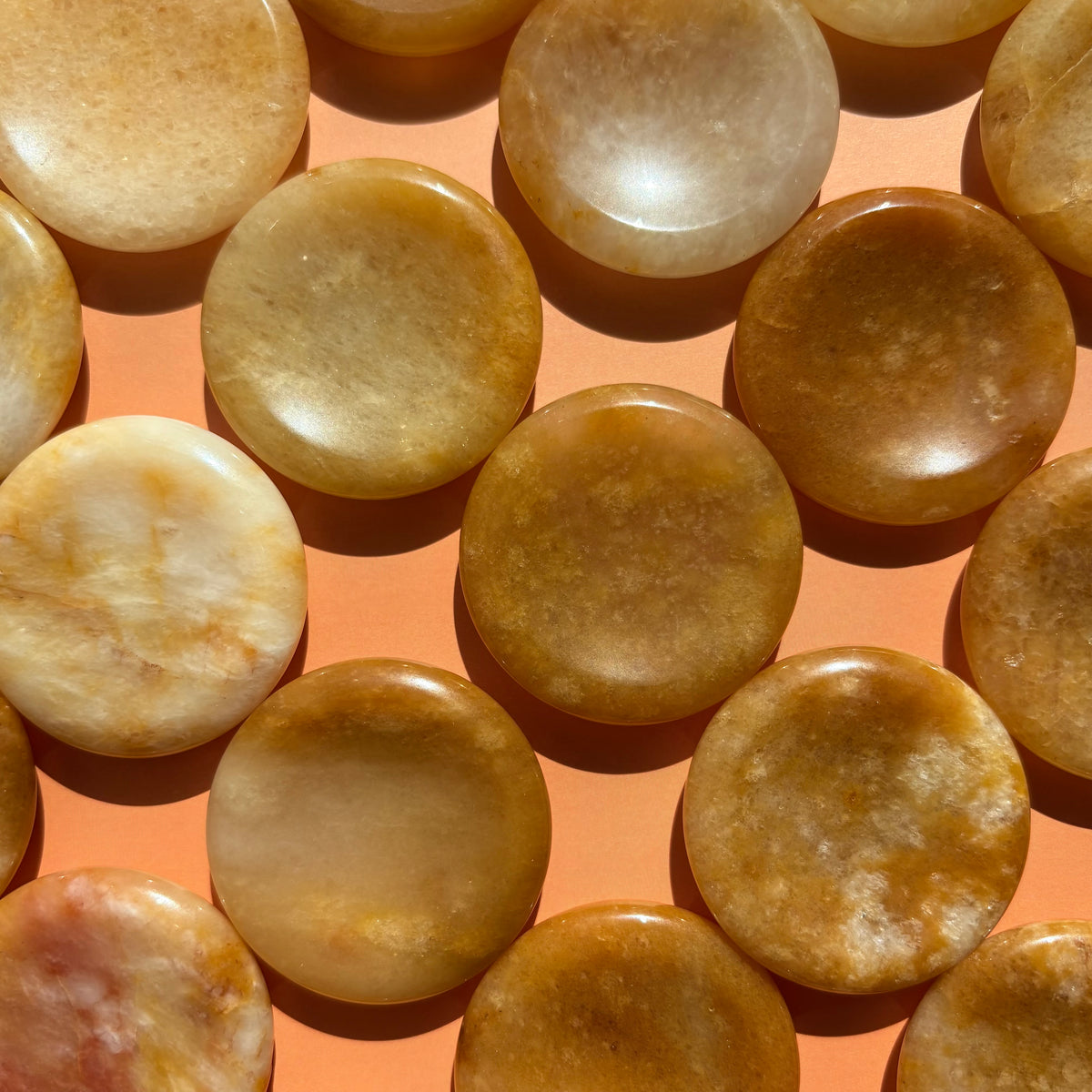 YELLOW JADE WORRYSTONE - ROUND