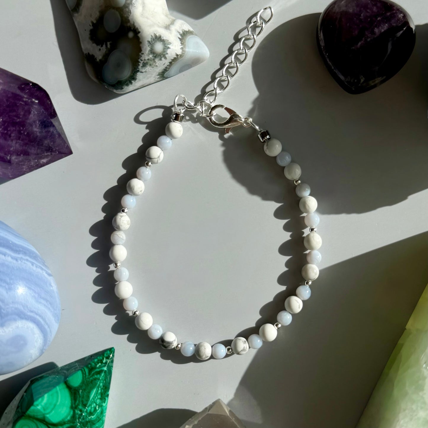 BLUE CHALCEDONY + HOWLITE BRACELET