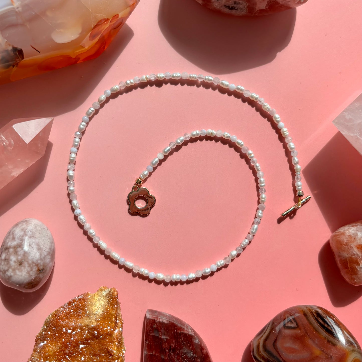 KUNZITE + BLUE LACE AGATE NECKLACE
