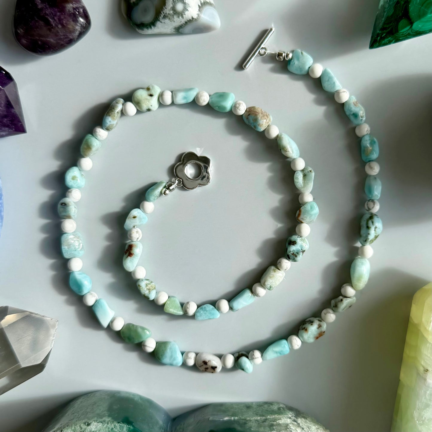 LARIMAR + HOWLITE NECKLACE