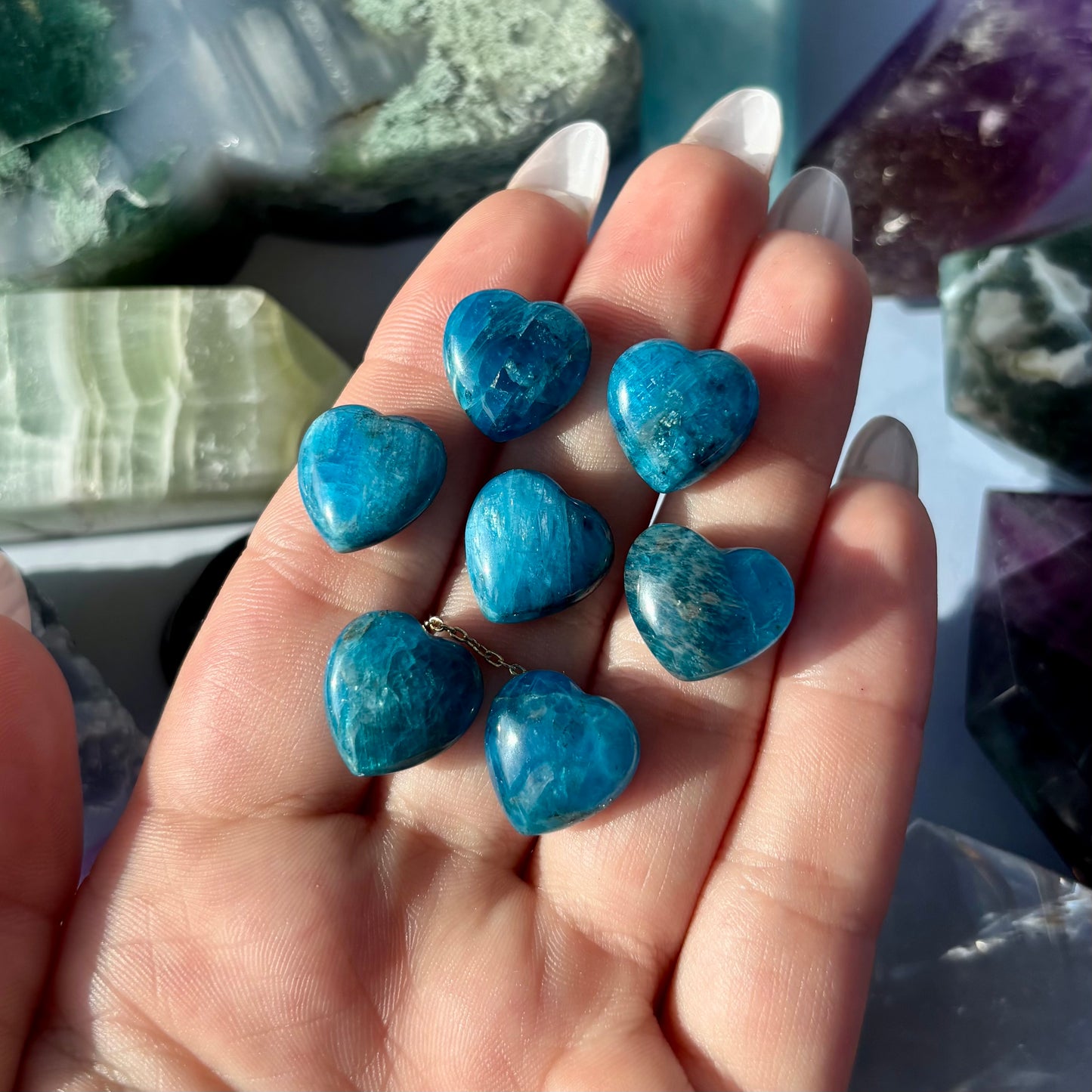 BLUE APATITE HEART - MINI