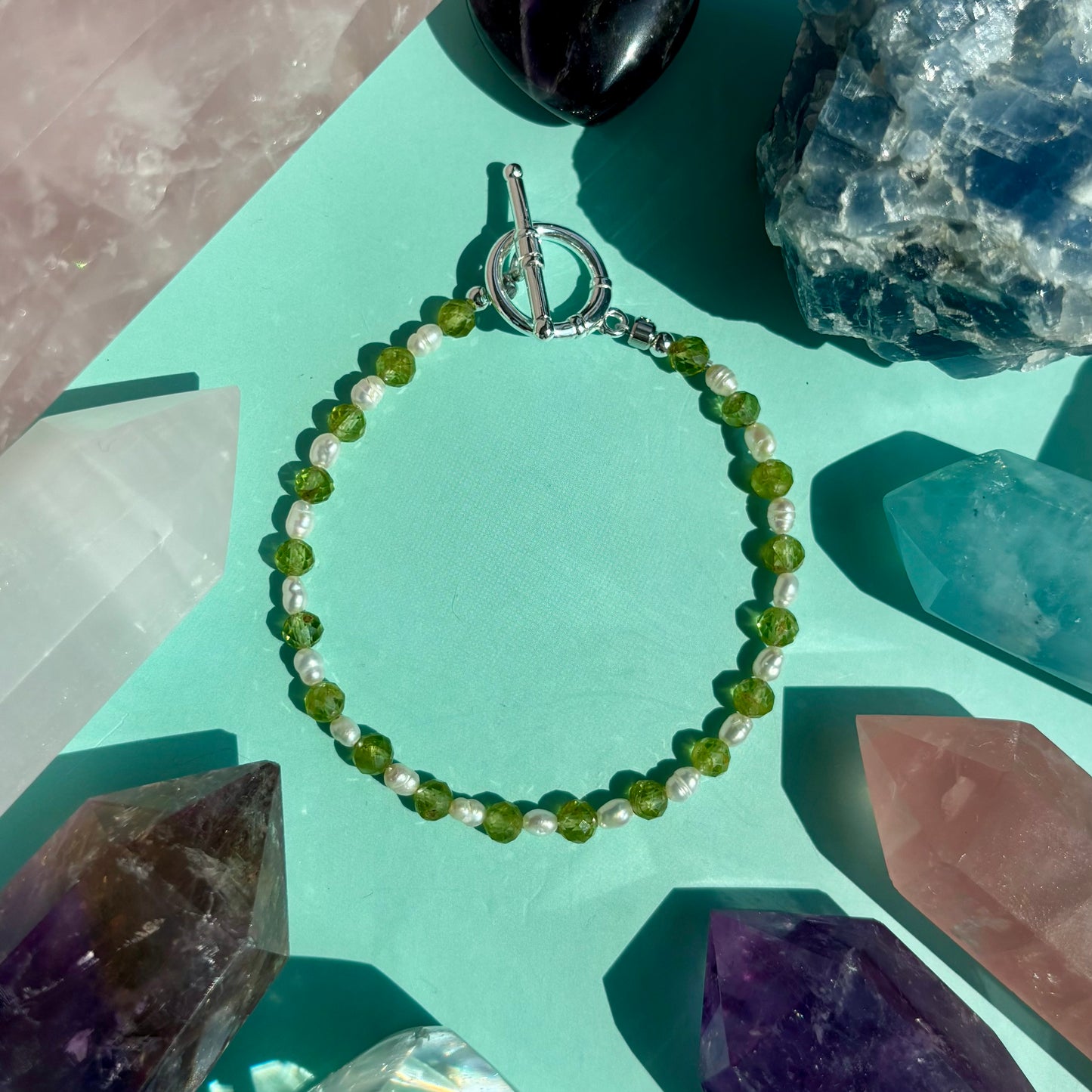 PERIDOT + PEARL BRACELET