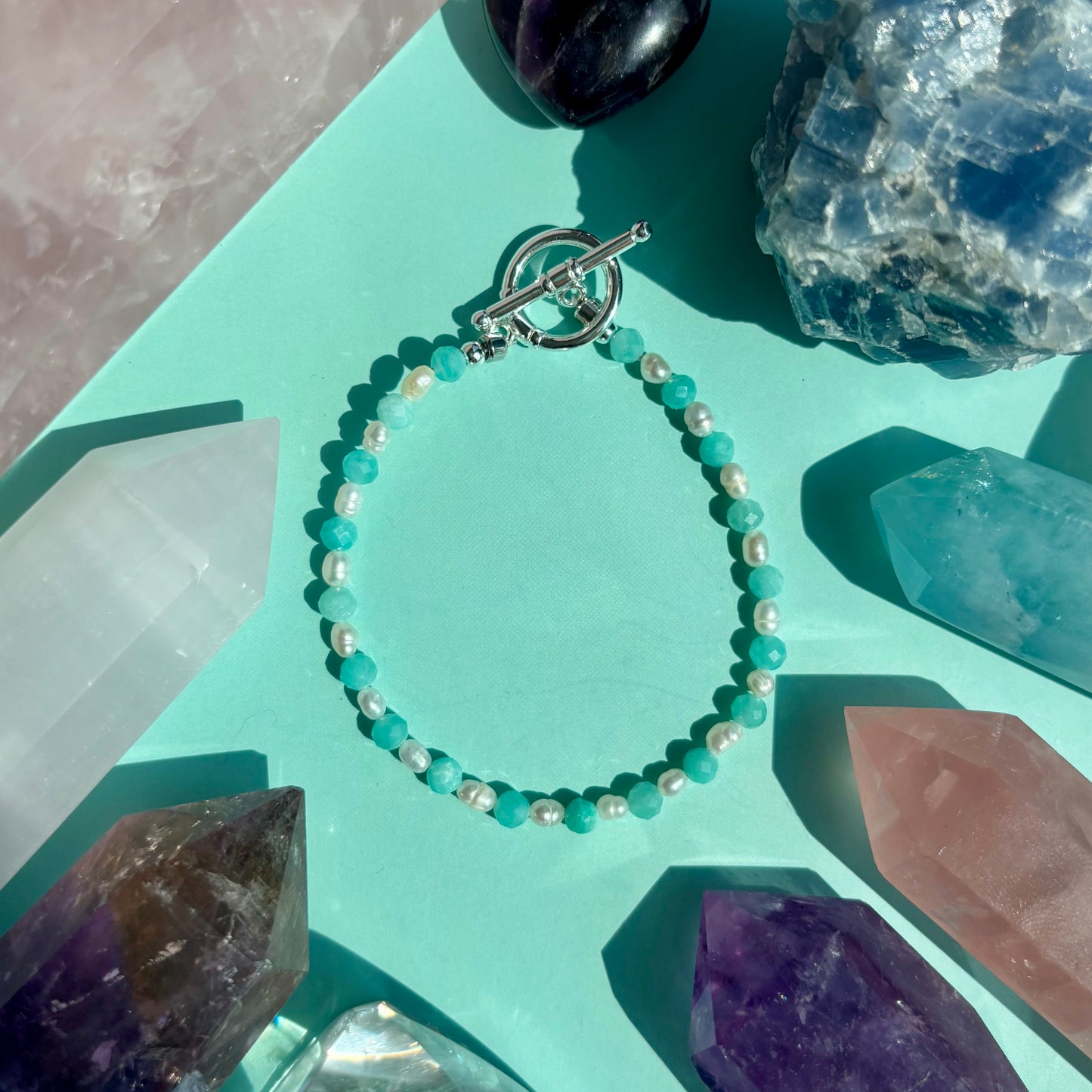 AMAZONITE + PEARL BRACELET