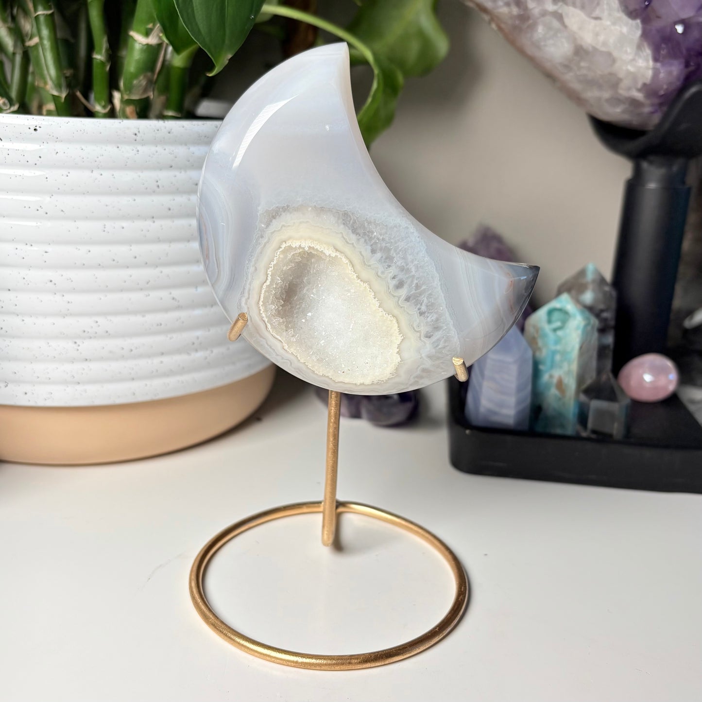 AGATE DRUZY MOON ON STAND