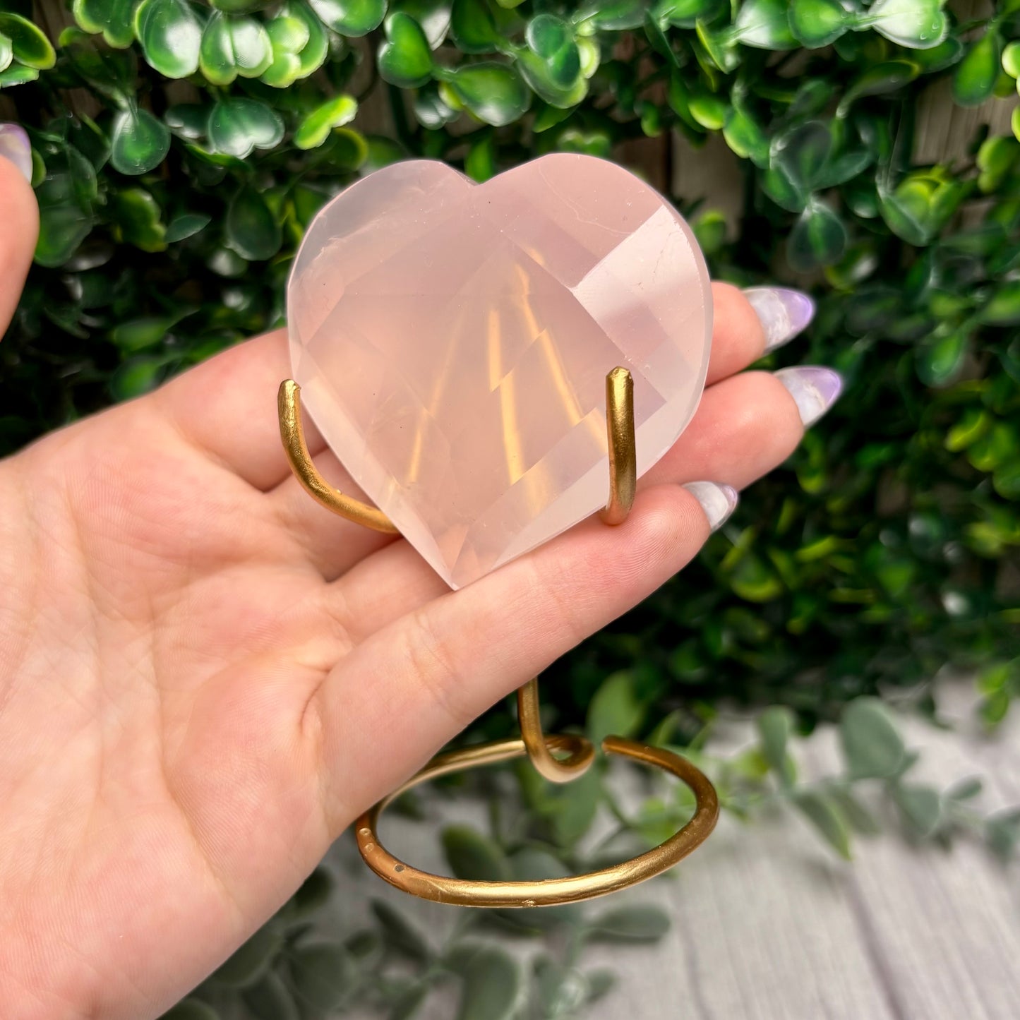 STAR ROSE QUARTZ HEARTS ON STANDS