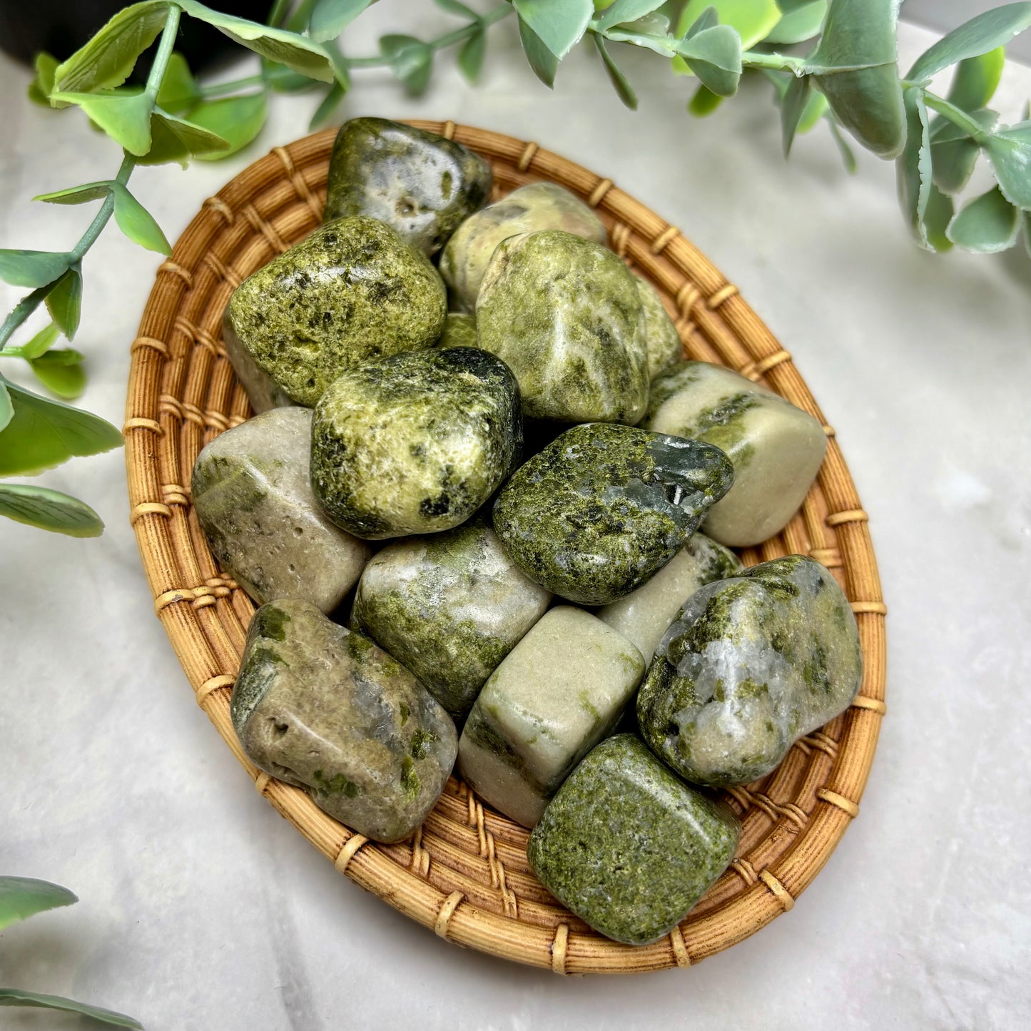 EPIDOTE WITH QUARTZ TUMBLE