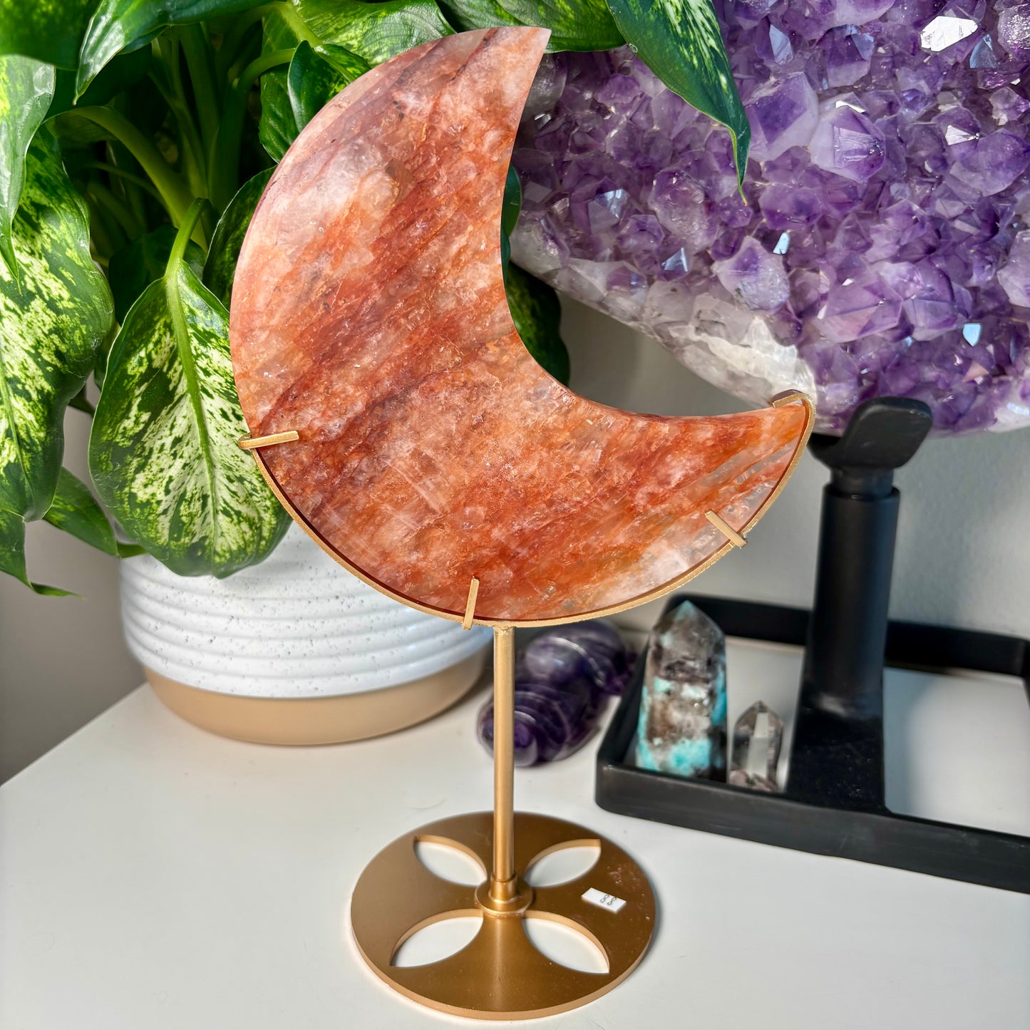 FIRE QUARTZ MOON ON STAND