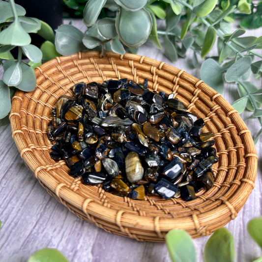 BLUE TIGERS EYE CHIPS - 100 GRAMS