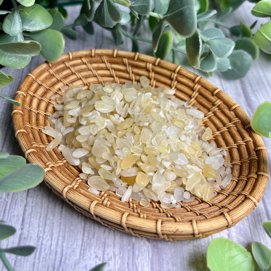 YELLOW CALCITE CHIPS - 100 GRAMS