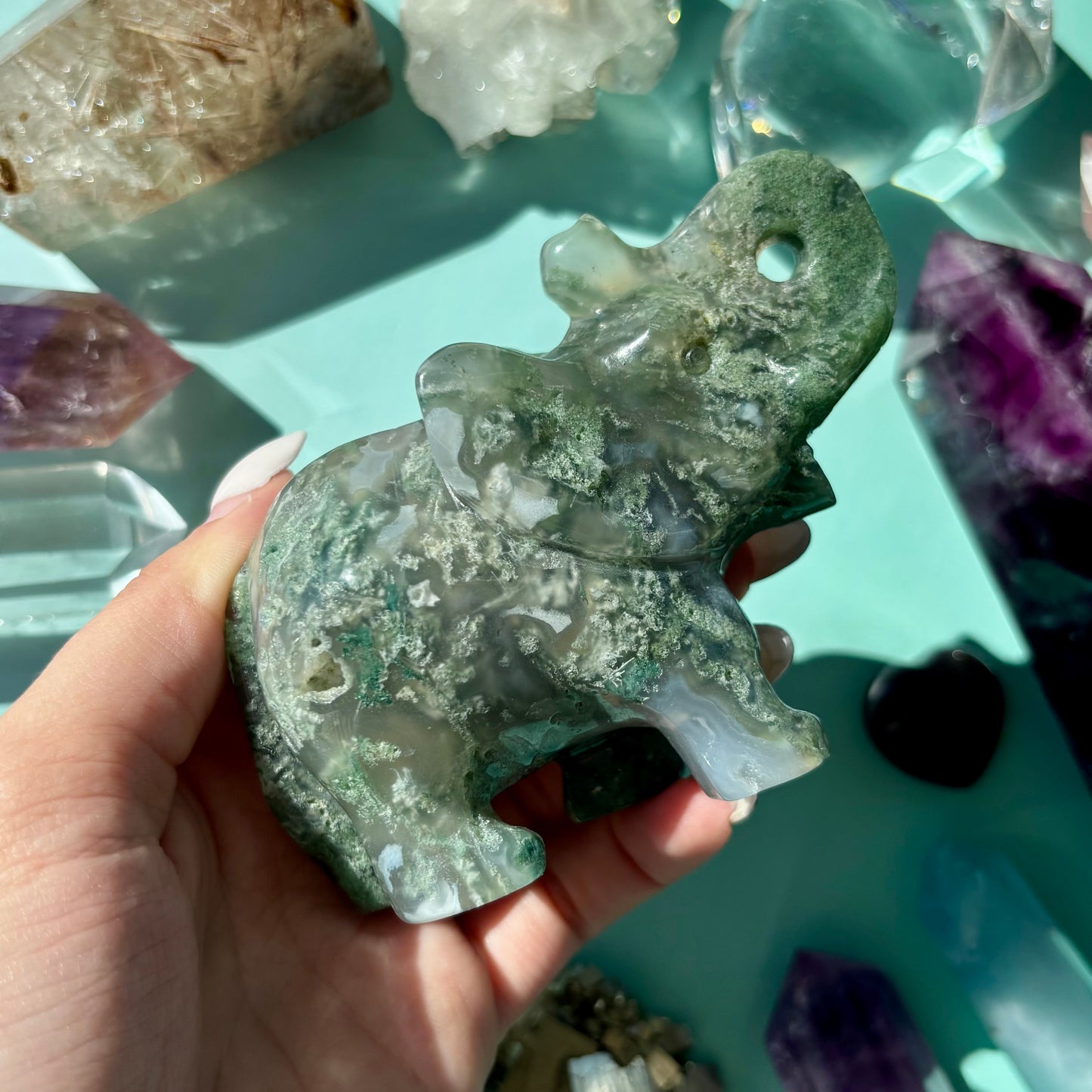 MOSS AGATE ELEPHANTS