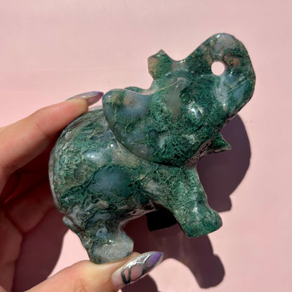 MOSS AGATE ELEPHANTS
