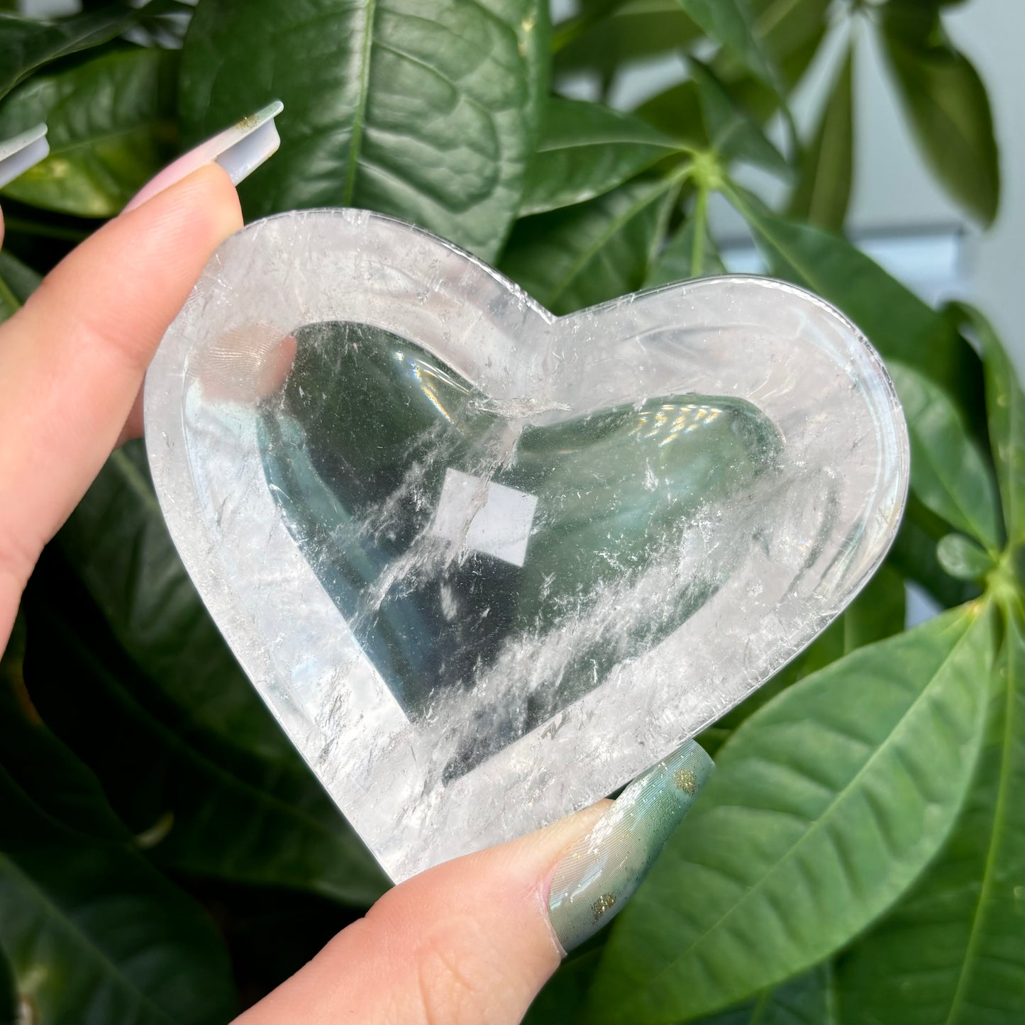 CLEAR QUARTZ HEART BOWLS