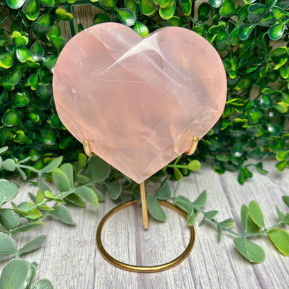 STAR ROSE QUARTZ HEARTS ON STANDS