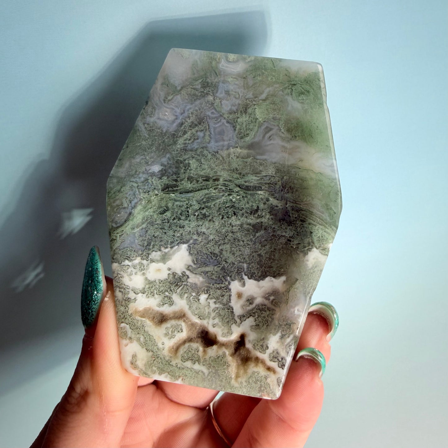 MOSS AGATE COFFIN BOWLS
