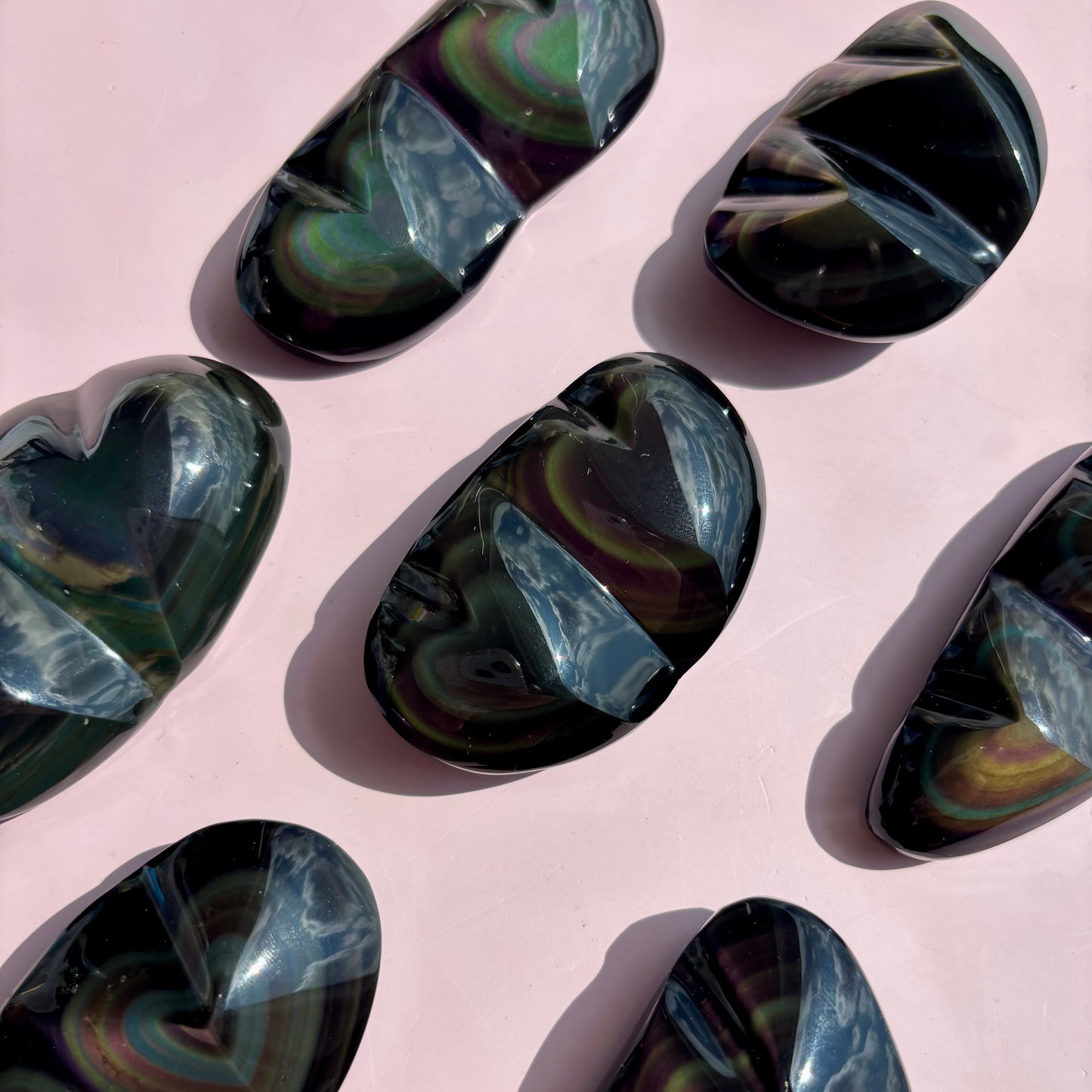 RAINBOW OBSIDIAN HEARTS