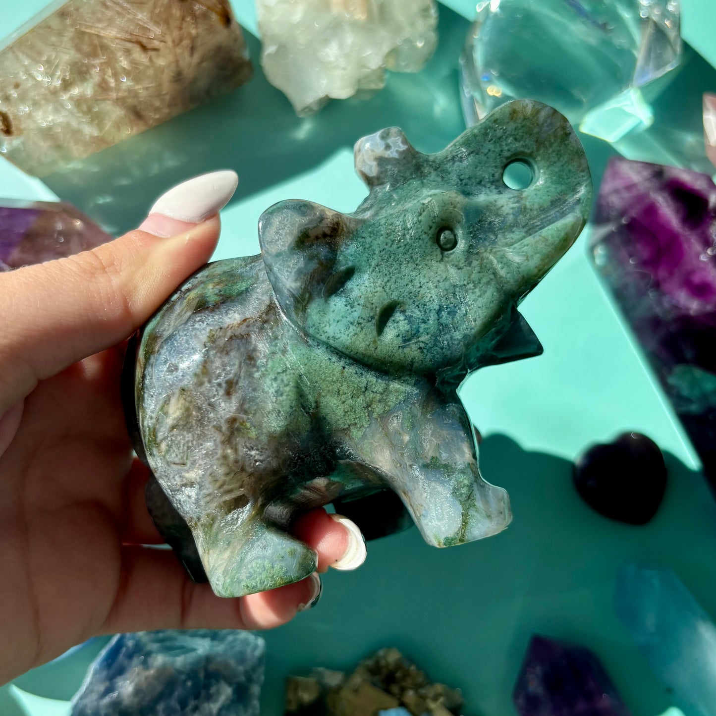 MOSS AGATE ELEPHANTS