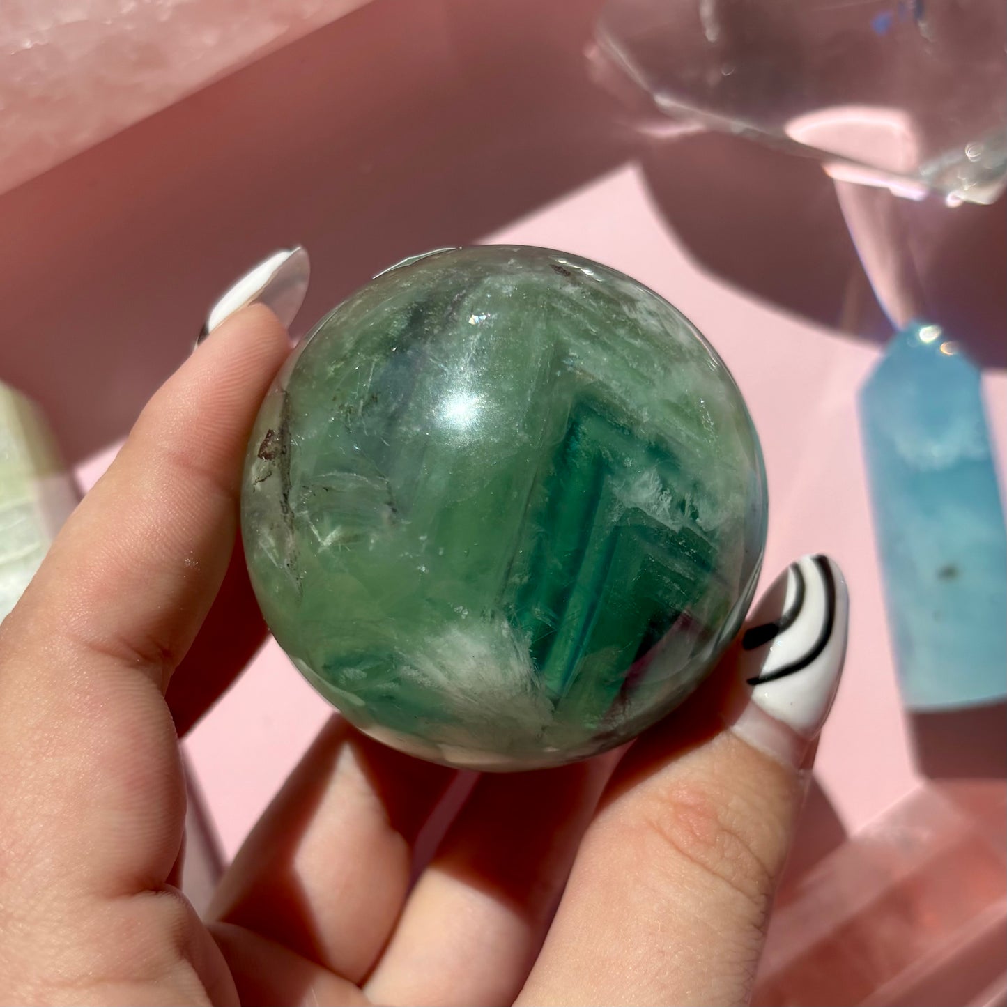 FEATHER FLUORITE SPHERES