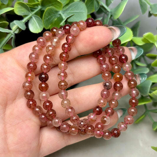 STRAWBERRY QUARTZ BRACELET (6MM)
