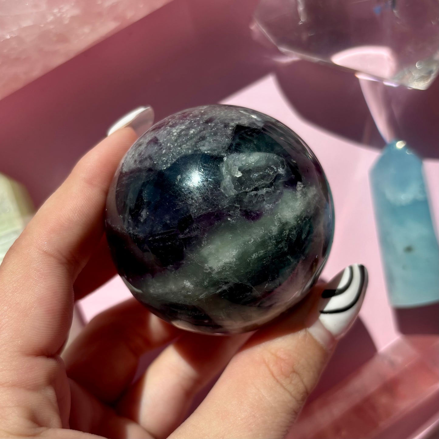 FEATHER FLUORITE SPHERES