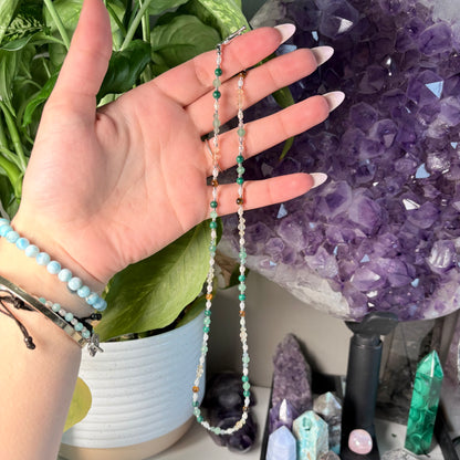 MALACHITE + GREEN AVENTURINE + CITRINE + FLUORITE + TIGERS EYE NECKLACE