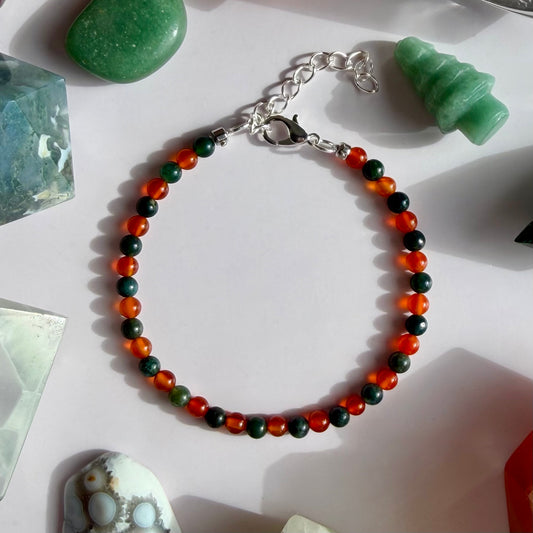 MOSS AGATE + CARNELIAN BRACELET