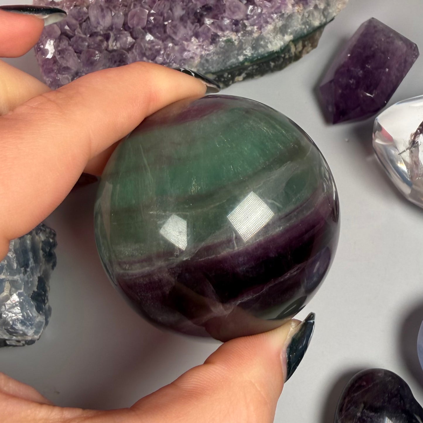 FEATHER FLUORITE SPHERES