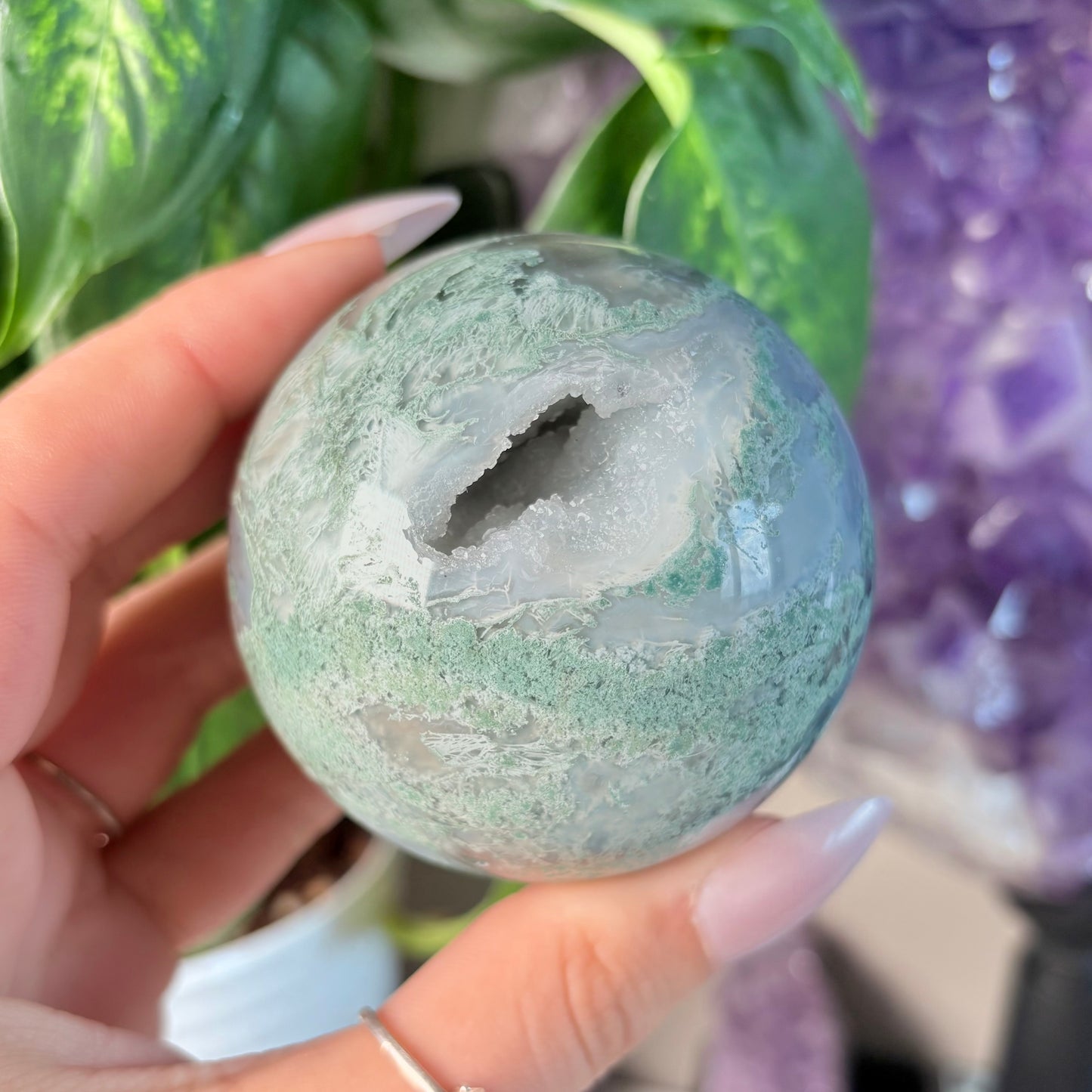 MOSS AGATE SPHERE