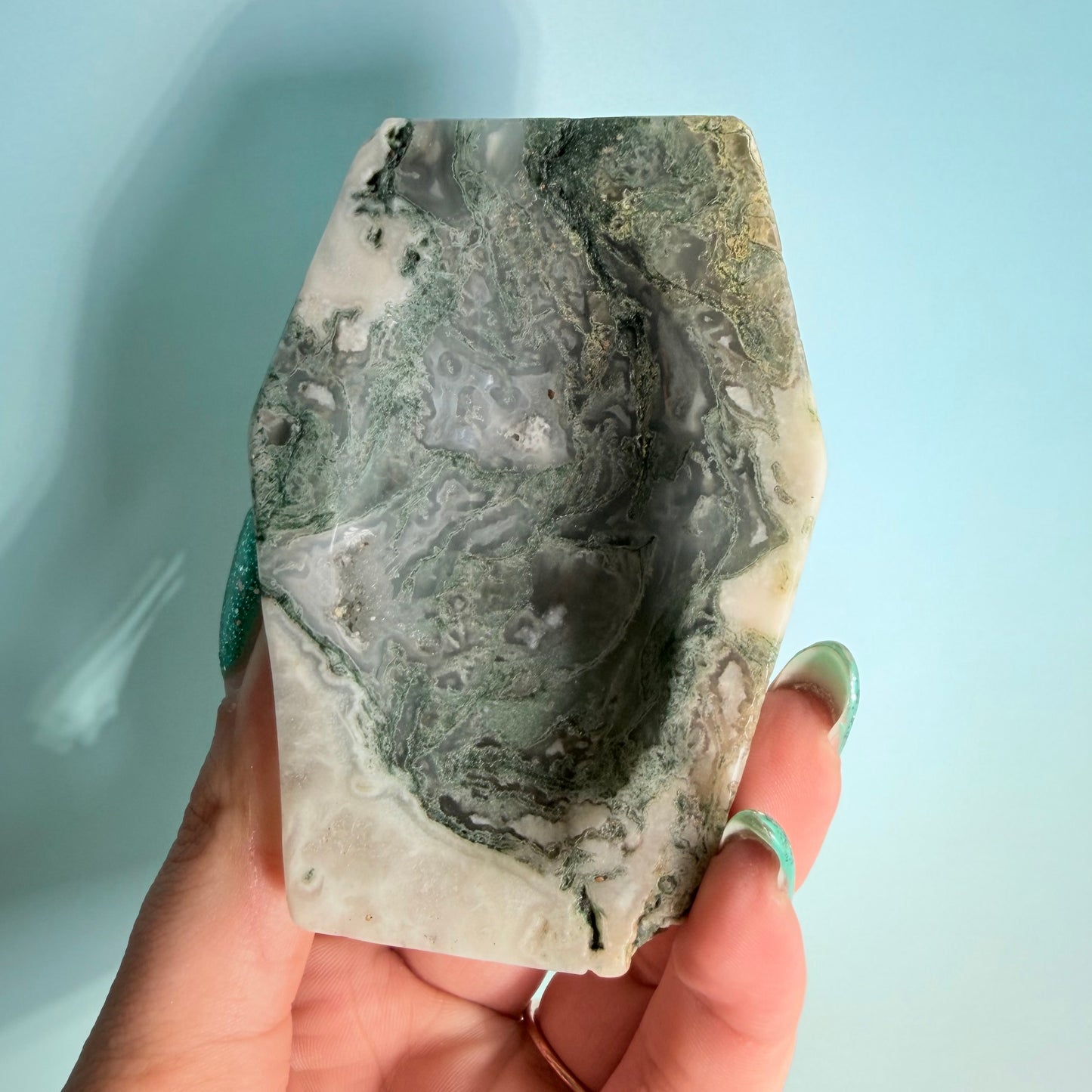 MOSS AGATE COFFIN BOWLS