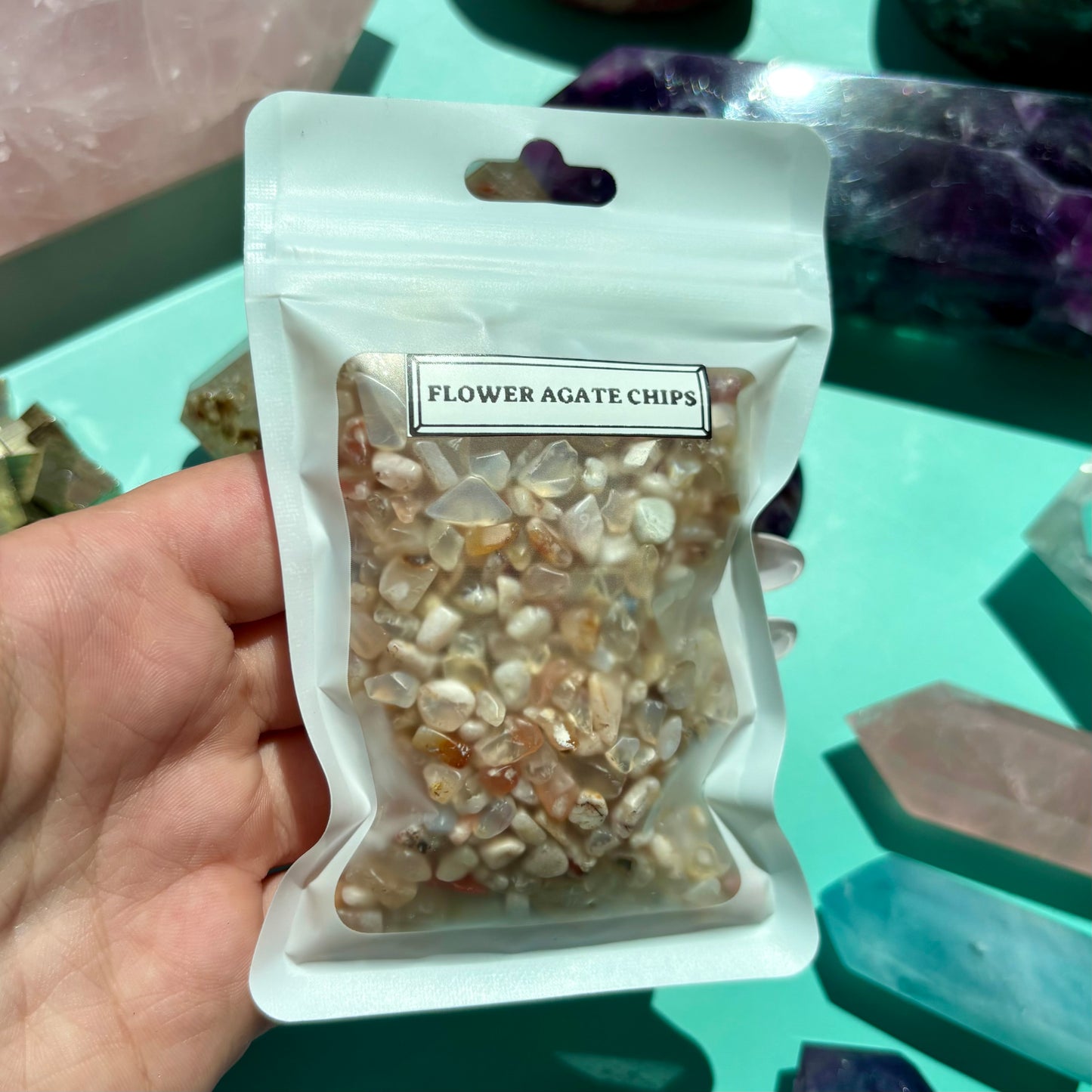 FLOWER AGATE CHIPS - (100g)