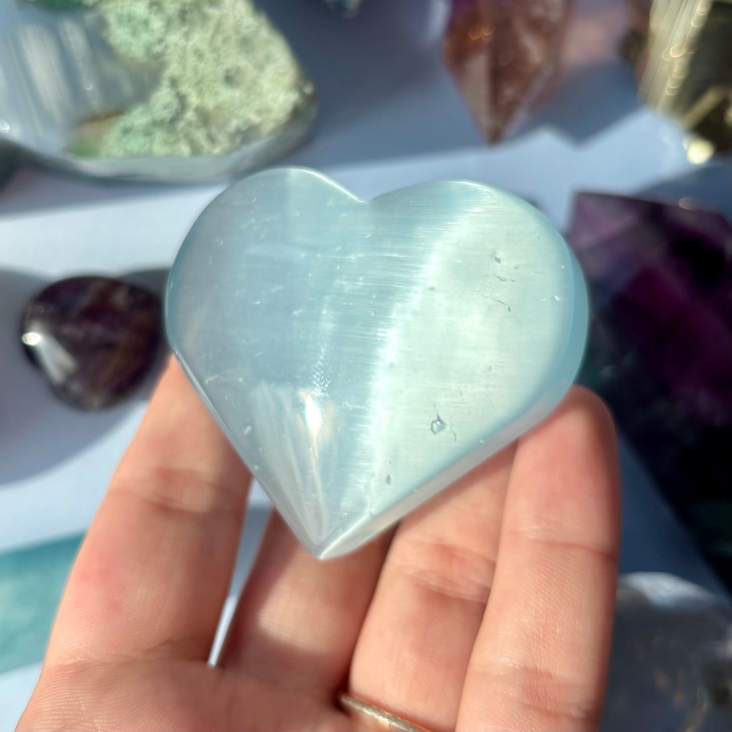 BLUE CATSEYE GLASS HEART
