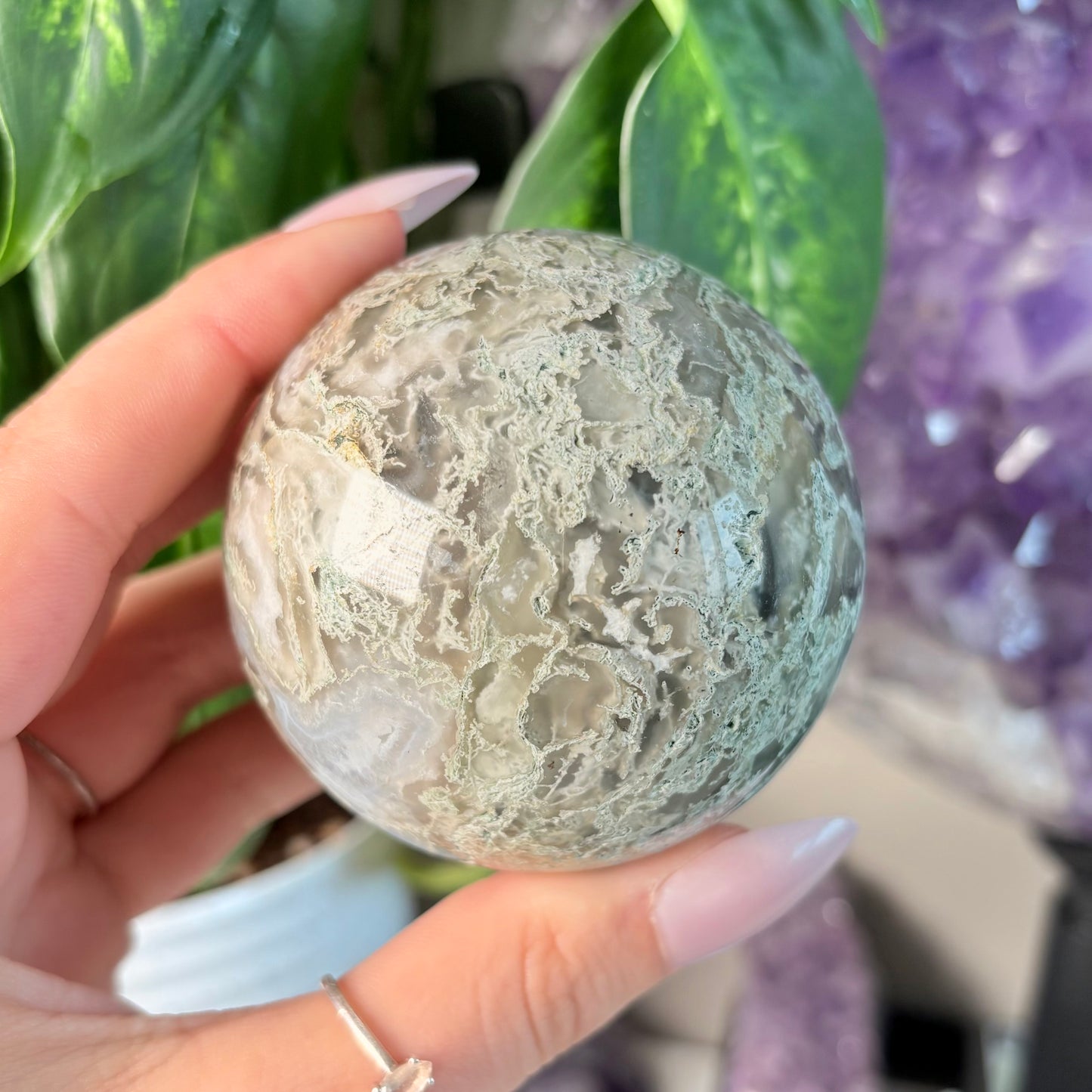MOSS AGATE SPHERE