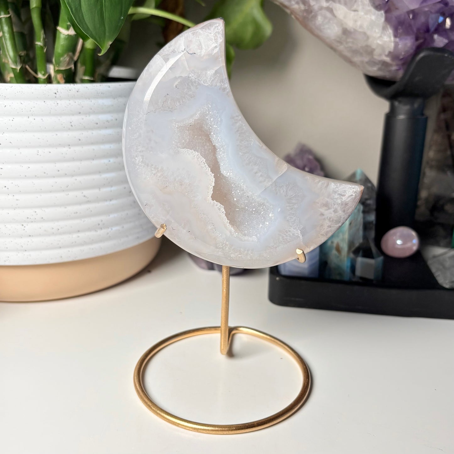 AGATE DRUZY MOON ON STAND