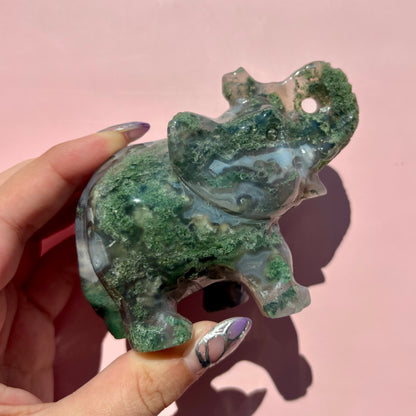 MOSS AGATE ELEPHANTS