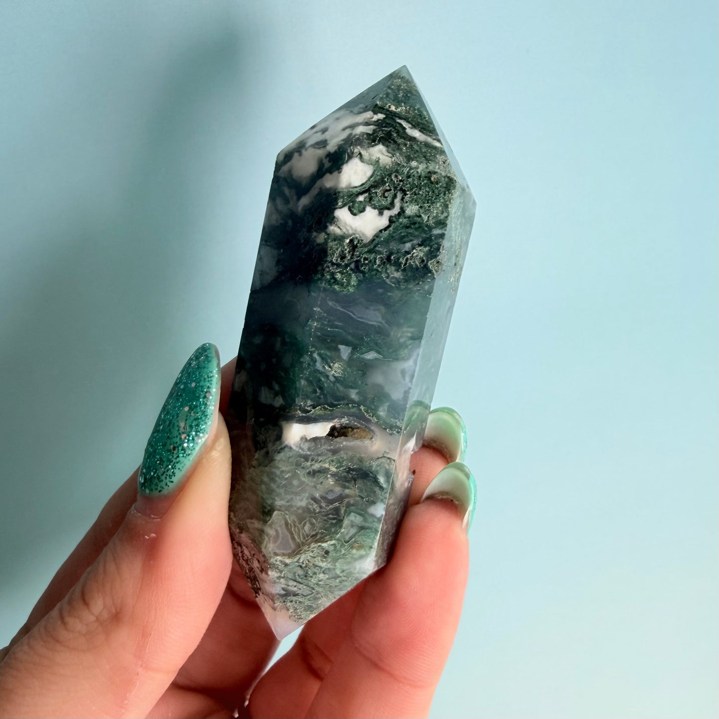 MOSS AGATE DOUBLE TERMINATED POINTS