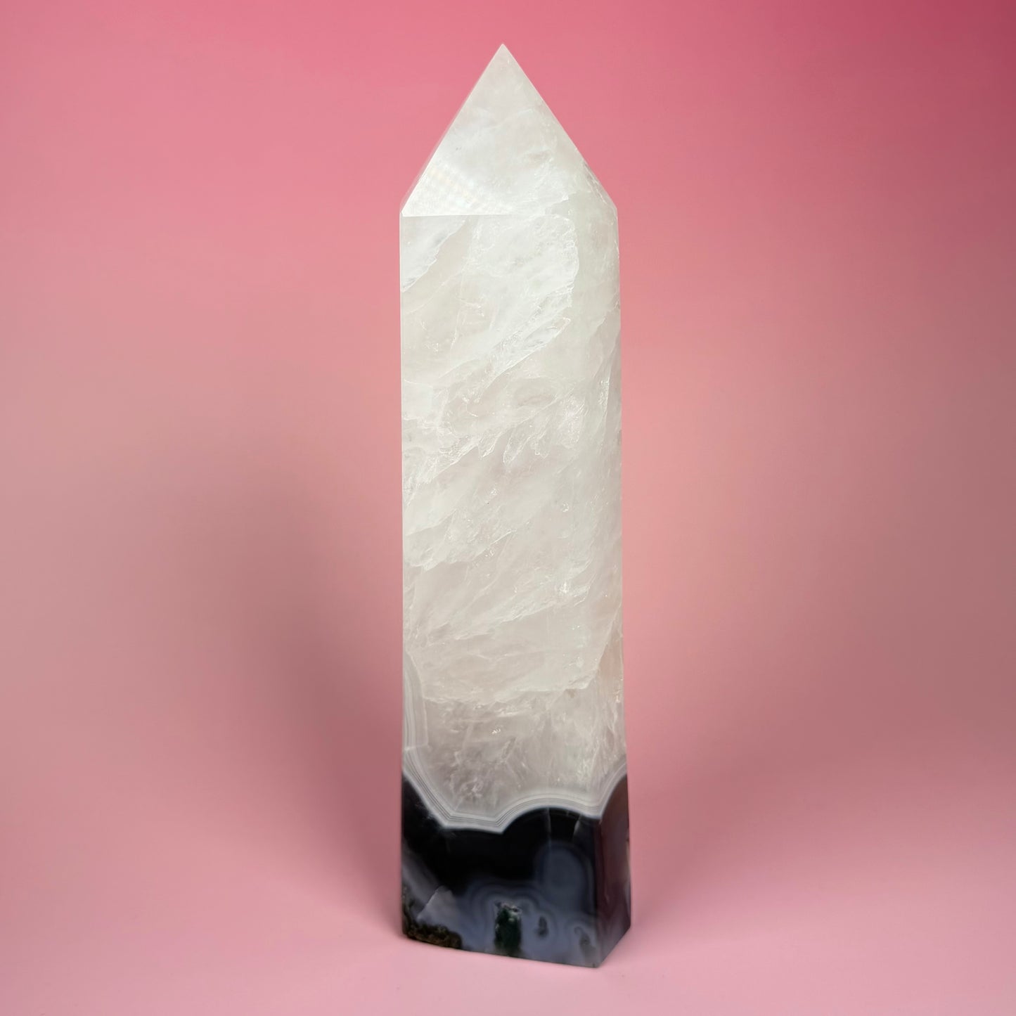 MOSS AGATE AND QUARTZ TOWER